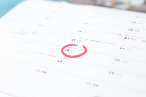 Bild von einem Kalender mit rot umkreisten Datum